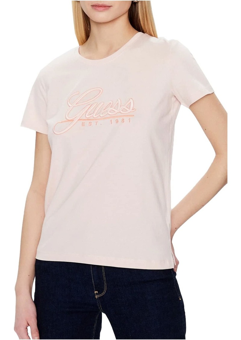 GUESS Women's Short Sleeve Round Neck Script Tee