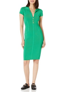 Guess Women's Short Sleeve Stellan Polo Midi Dress VIP Green