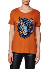 GUESS Women's Short Sleeve Tiger Stud Easy Tee
