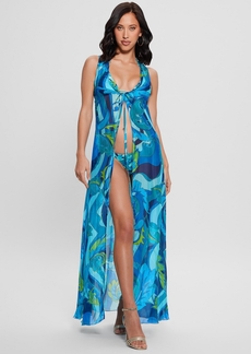 Guess Women's Silk-Blend Swim Cover-Up - Paisley forest blue