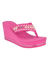 Guess Women's Silus Embellished Platform Wedge Sandals - Pink