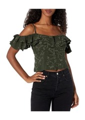GUESS Women's Sleeveless Cold Shoulder Mattie Embroidered Top  Extra Large