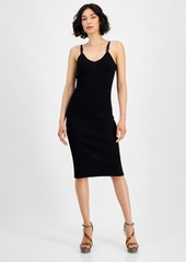 Guess Women's Sleeveless Rings Gina Ribbed Dress - Jet Black A996