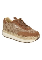 Guess Women's Stefen Lace Up Casual Espadrille Sneakers - Medium Brown