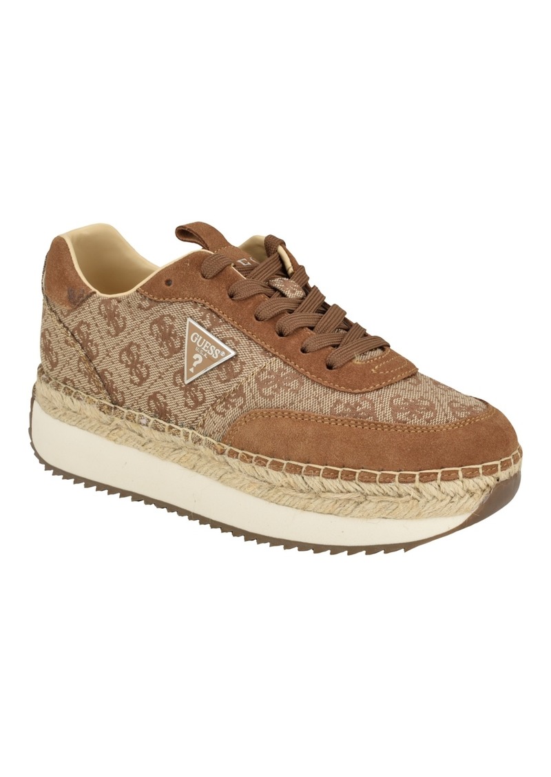 Guess Women's Stefen Lace Up Casual Espadrille Sneakers - Medium Brown