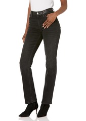 GUESS Women's Straight 1981 High Rise Jean with Faux Leather Contrast Trim