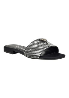 Guess Women's Tamedi One Band Square Toe Slide Flat Sandals - Black
