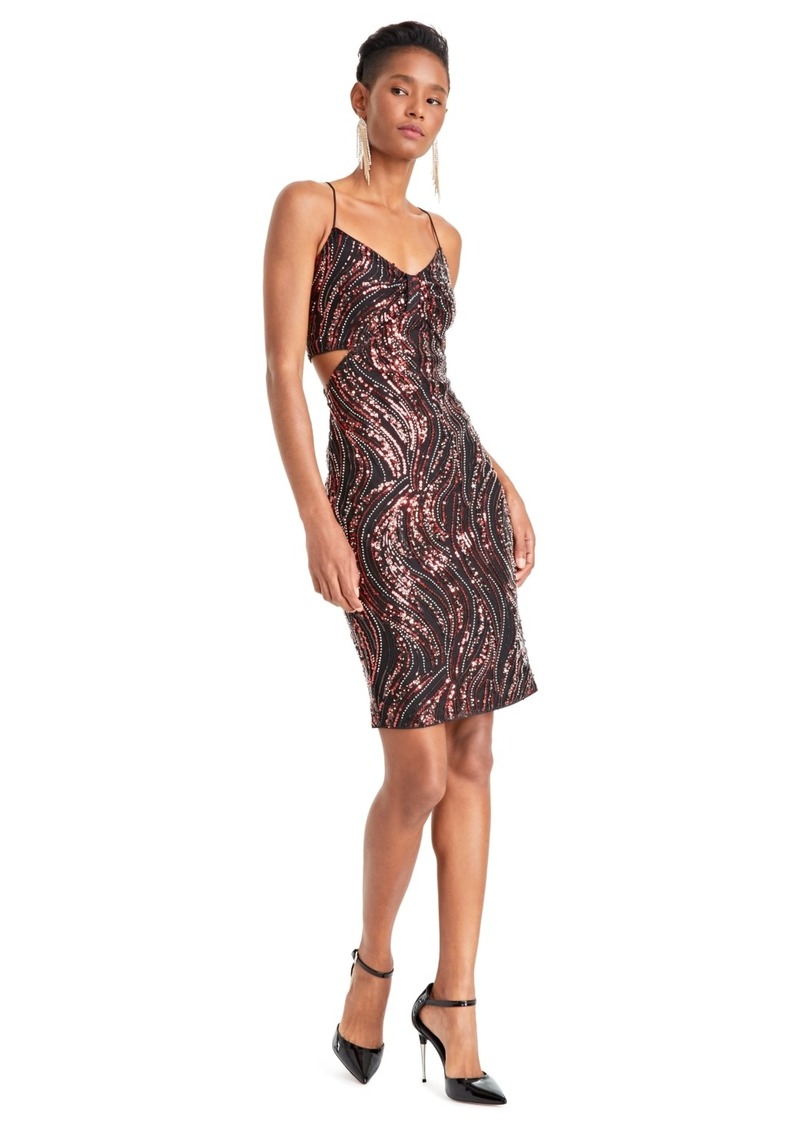 Guess Women's Taryn Sequinned Side-Cutout Cocktail Dress - F55j-dark