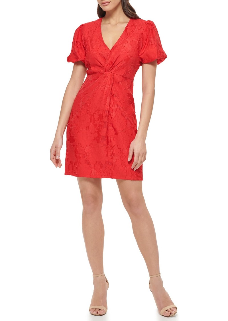 GUESS Women's Textured Fabric Knot Dress RED