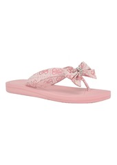Guess Women's Tutu Embellished Bow Flip Flops - Light Pink Logo