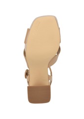 Guess Women's Vallenn Platform Block Heel Dress Sandals - Light Natural Patent - Faux Patent Leath