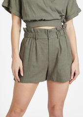 GUESS Harly Linen-Blend Paperbag Shorts