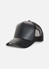 GUESS Logo Print Faux-Leather Trucker Hat
