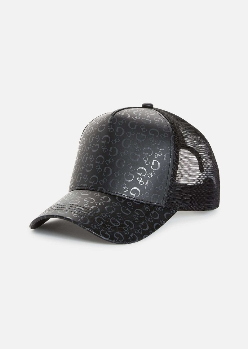 GUESS Logo Print Faux-Leather Trucker Hat
