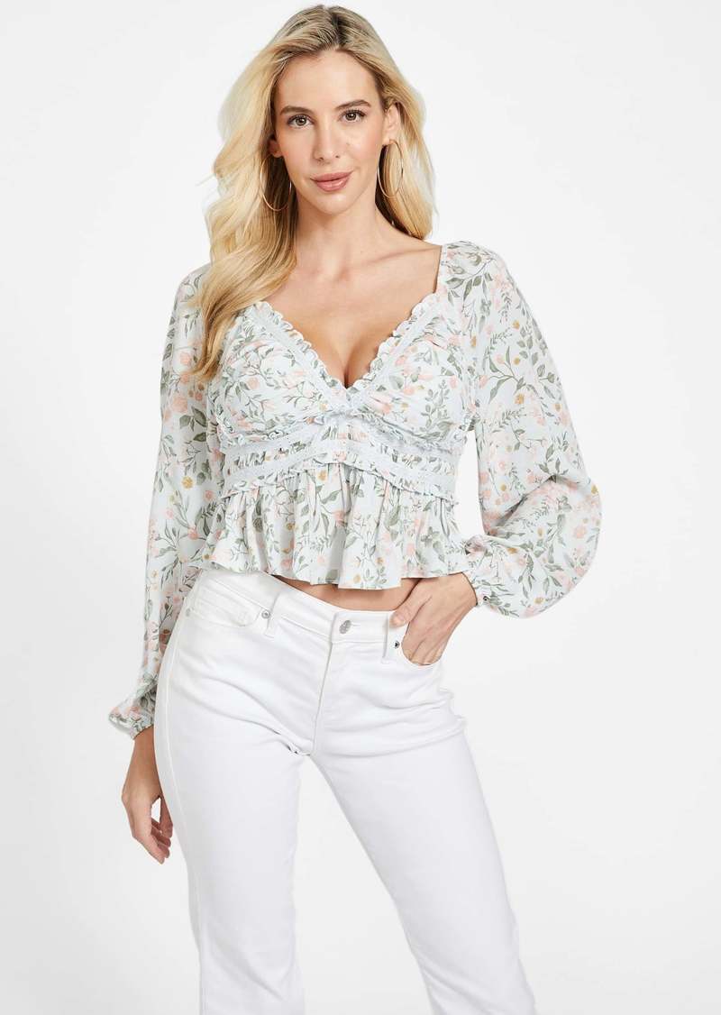 GUESS Luna Floral Peplum Top