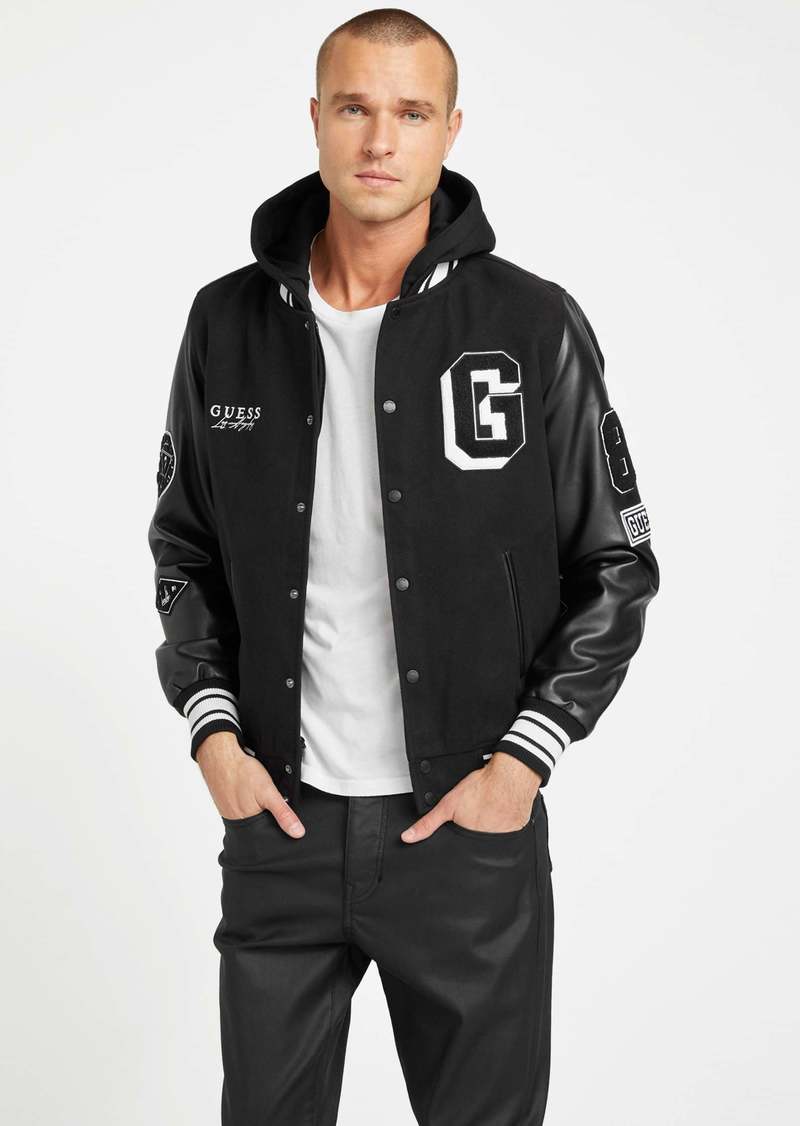 GUESS Mark Hooded Varsity Jacket