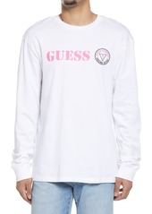 GUESS Men's Stencil Logo Long Sleeve Graphic Tee in Pure White at Nordstrom