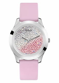 GUESS Pink Rhinestone Silicone Watch