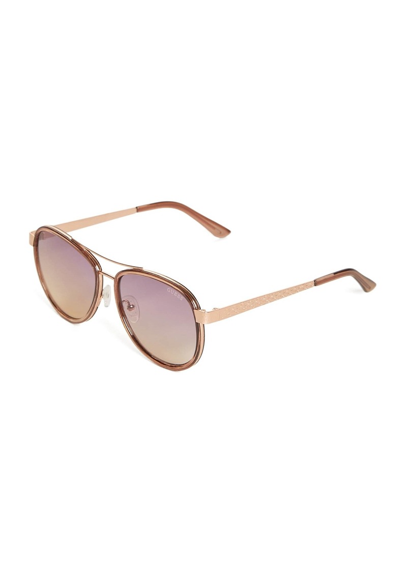 GUESS Plastic Coated Metal Aviator Sunglasses