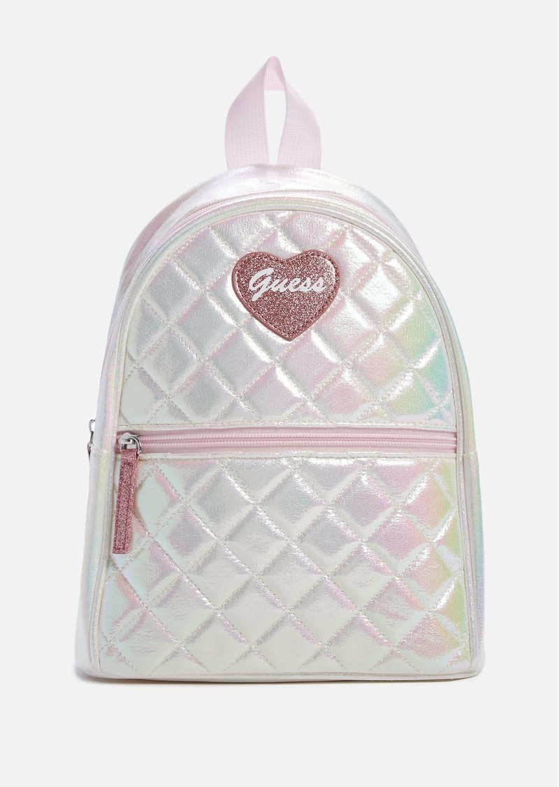 GUESS Quilted Iridescent Heart Logo Backpack