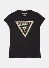 GUESS Rhinestone Chain Mesh Logo Tee (7-14)