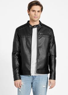 GUESS River Washed Faux-Leather Moto Jacket