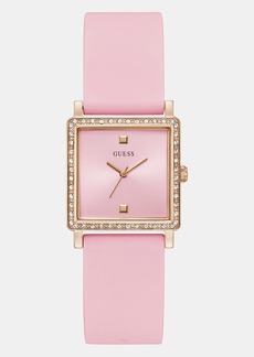 GUESS Rose Gold-Tone and Pink Square Analog Watch