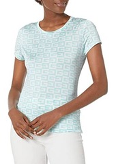 GUESS Women's Short Sleeve Checker Logo Tee