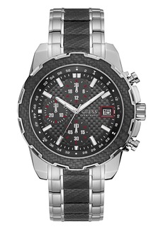 GUESS Silver-Tone And Black Chronograph Watch