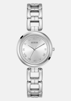 GUESS Silver-Tone Round Analog Watch