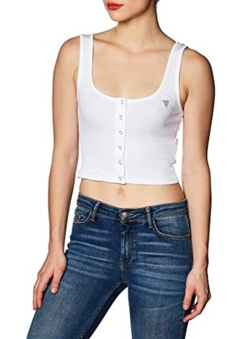 GUESS Sleeveless Classic Ribbed Crop Tank
