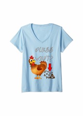 Womens Funny Chicken Butt Guess What? Chicken Happy Face Poo V-Neck T-Shirt