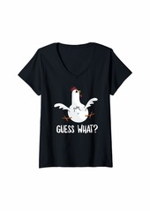 Womens Funny Guess What Chicken Butt - Chicken Farm V-Neck T-Shirt