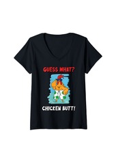 Womens Funny Guess What? Chicken Butt! V-Neck T-Shirt