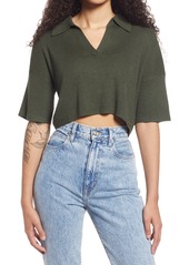 GUESS Charli Crop Polo in Green at Nordstrom