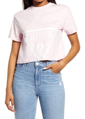 GUESS Logo Crop Cotton Graphic Tee in Washed Out Pink at Nordstrom