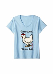 Womens Guess What? Chicken Butt! Funny V-Neck T-Shirt