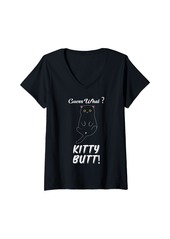 Womens guess what kitty butt - funny cat lover - kitten cat owner V-Neck T-Shirt