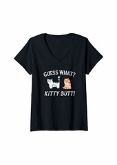 Womens Guess What Kitty Butt cat lovers funny novelty gift V-Neck T-Shirt