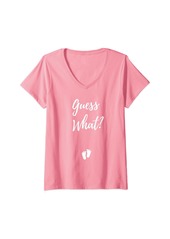 Womens Guess What? Pregnancy Announcement Expecting Mom Baby Girl V-Neck T-Shirt