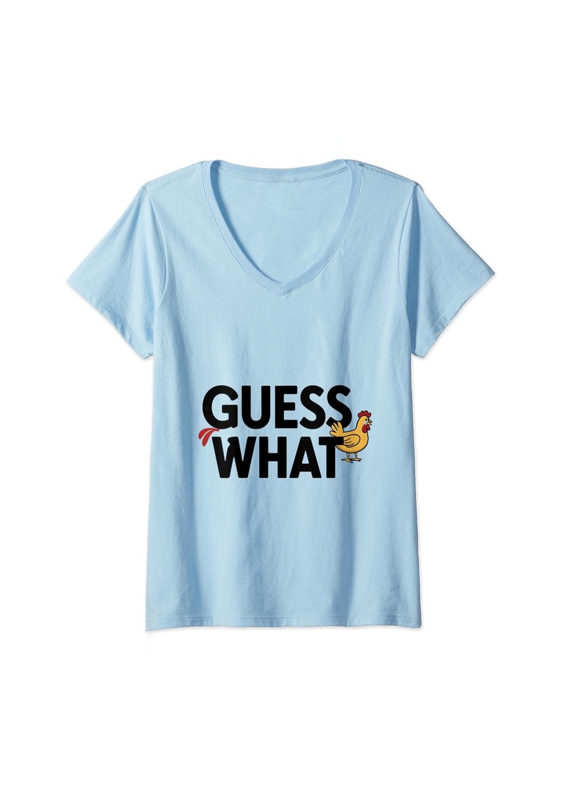 Womens Guess What V-Neck T-Shirt