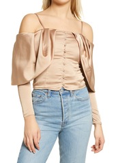 GUESS Yessica Cold Shoulder Long Sleeve Blouse