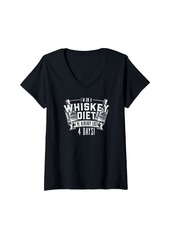 GUESS Womens I'm On A Whiskey Diet I've Already Lost 4 Days - Alcohol V-Neck T-Shirt