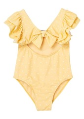 Habitual Jeans Habitual Kids Kids' Polkadot Ruffle One-Piece Swimsuit in Yellow at Nordstrom