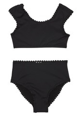 Habitual Jeans Habitual Kids' Scallop Two-Piece Swimsuit in Black at Nordstrom