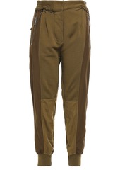 Haider Ackermann Woman Paneled Embroidered French Cotton-terry And Twill Track Pants Army Green
