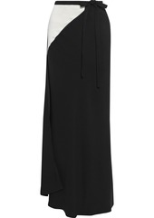 Haider Ackermann Woman Two-tone Satin-paneled Crepe Maxi Wrap Skirt Black