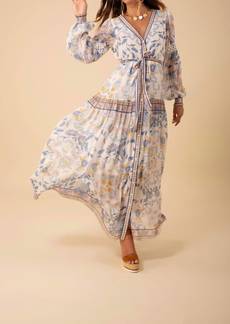 Hale Bob Georgette Maxi In White And Blue Floral