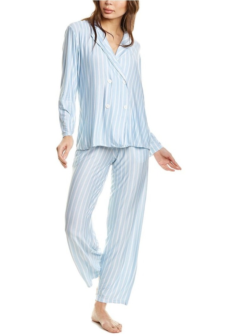 Hale Bob 2pc Stripe 4-Button Pajama Pant Set