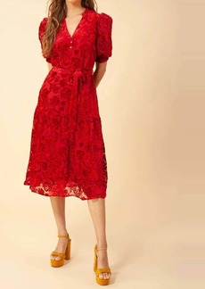 Hale Bob Kimbra Solid Velvet Burnout Dress In Red
